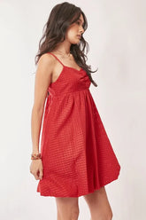 Davi & Dani Textured Sweetheart Neckline Bubble Hem Dress OutfitFlow